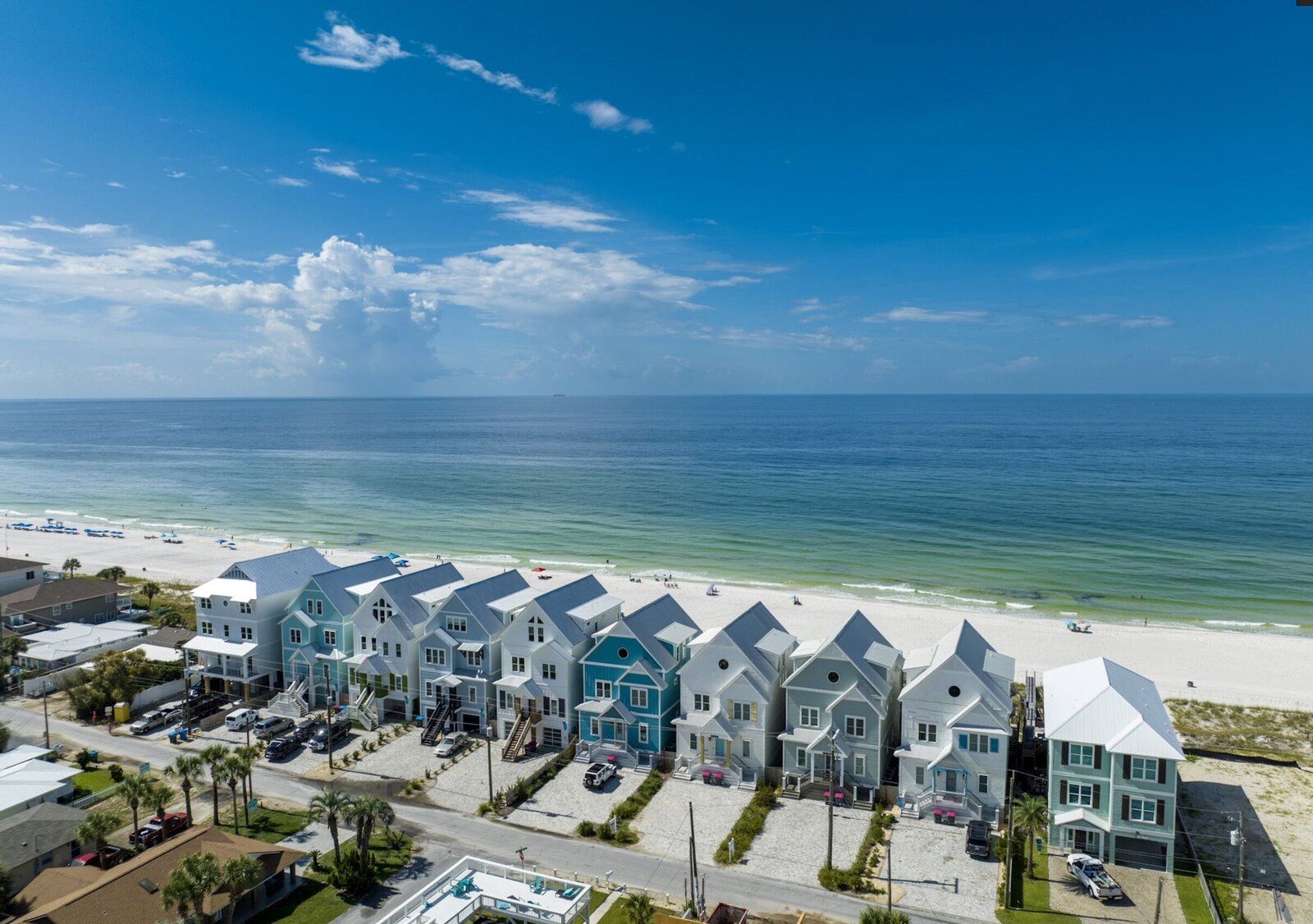 Aerial view of the Gulf and homes near Albacore Adventure PCB