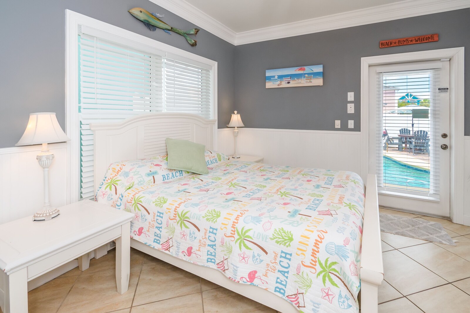 room, indoor, bed, private space, pool visible, daytime at Albacore Adventure PCB