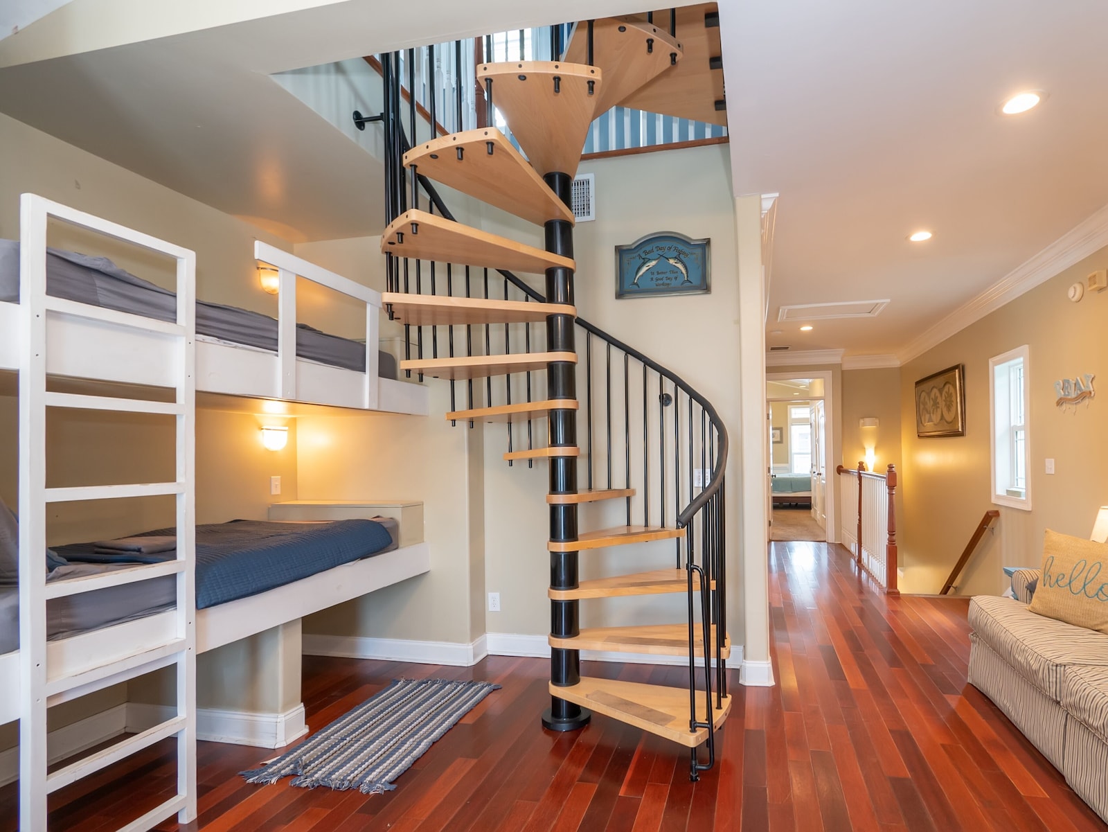 interior, indoor, interior staircase, bed, handrail at Albacore Adventure PCB