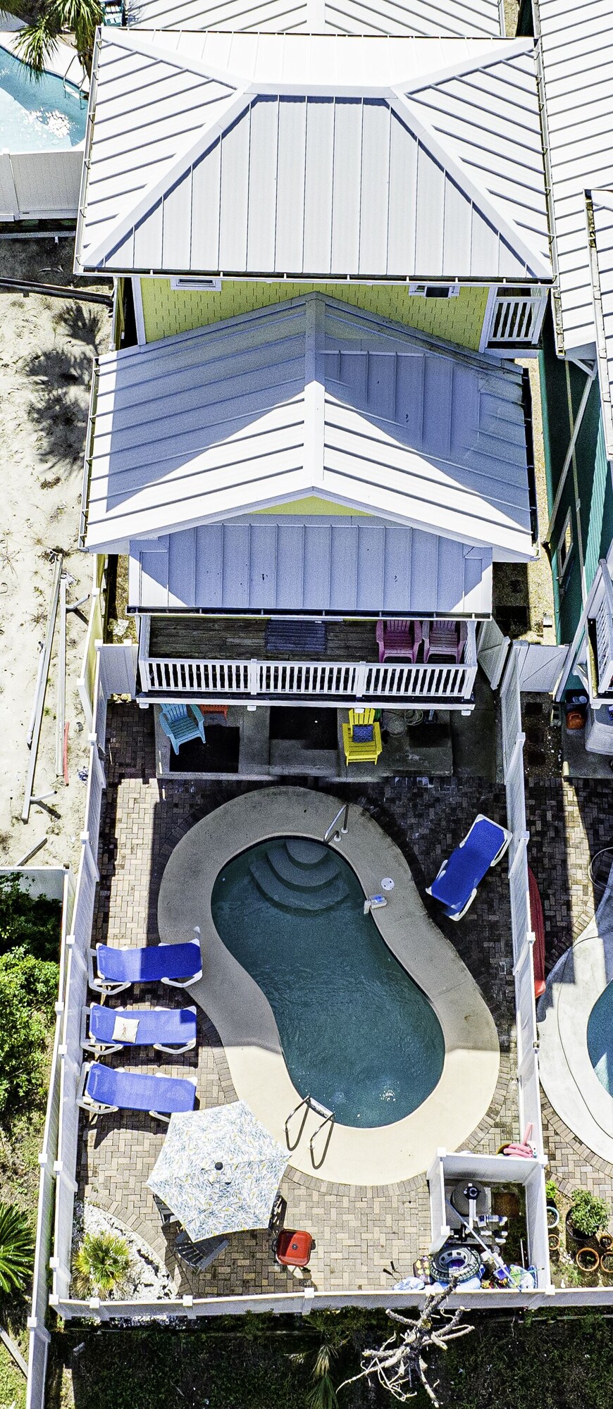 outdoor pool, outdoor, summer, aerial view, pool visible, daytime, sun loungers at Albacore Adventure PCB